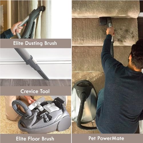 Image of Kenmore Elite 81714 Pet Friendly Ultra Plush Lightweight Bagged Canister Vacuum with Pet PowerMate, HEPA, Extended Telescoping Wand, Retractable Cord, and 3 Cleaning Tools-Champagne