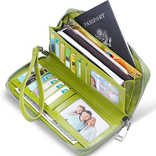 Wallets for Women RFID Blocking Leather Zip Around Wristlet Clutch Travel Purse2