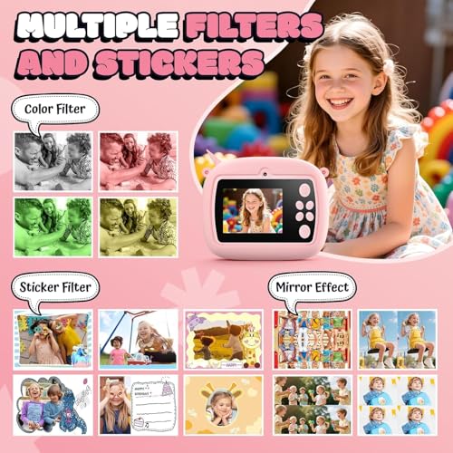 Image of Brand Conquer Kids Instant Print Camera for Girls & Boys - 1080P HD Video, 2.4 inch IPS Screen, Ink-Free Thermal Printing, Rechargeable Battery, Selfie, Games, Music, Digital Toy Camera (Random Design)