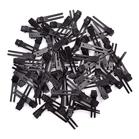 120pcs Double Prong Curl Clips, Wobe 1.8" Curl Setting Section Hair Clips Metal Alligator Clips Hairpins for Hair Bow Great Pin Curl Clip, Styling Clips for Hair Salon Barber (Black) Cover