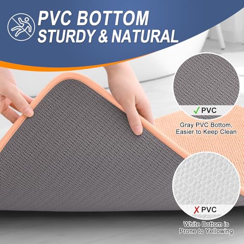 Image of OLANLY Thick Memory Foam Bath Mat Rug 30x20, Extra Soft Absorbent Bathroom Rug, Quick Dry Bath Mats, Non-Slip, Machine Washable Carpet for Bathroom, Tub and Shower, Home Decor Accessories, Peach
