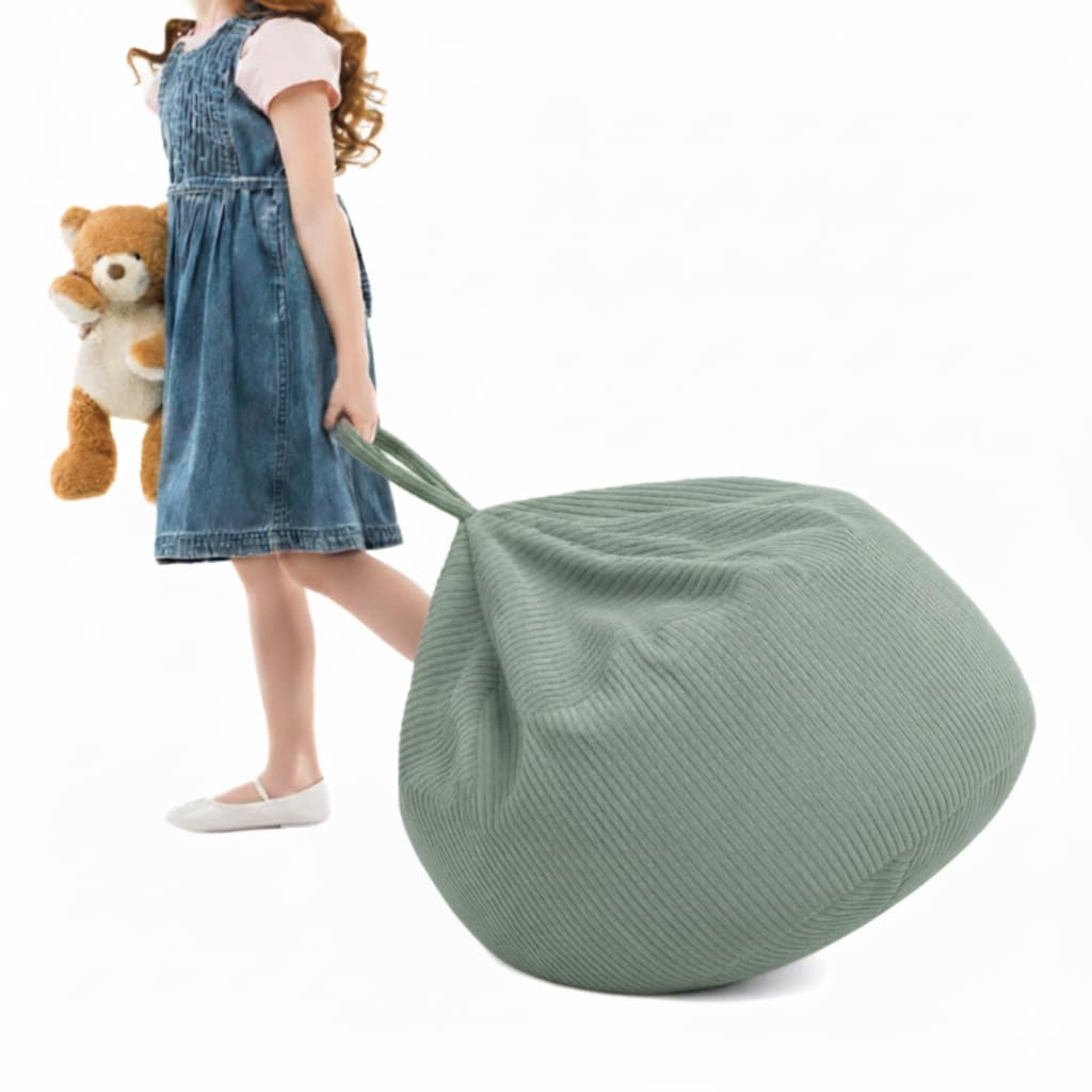 Gutekissen Housse de pouf pour enfants - 85 x 85 x 50 cm - Rangement de jouets pour chambre d'enfant - Organiseur de peluches et couvertures - Tissu Oeko-Tex - Fermeture éclair (vert)
