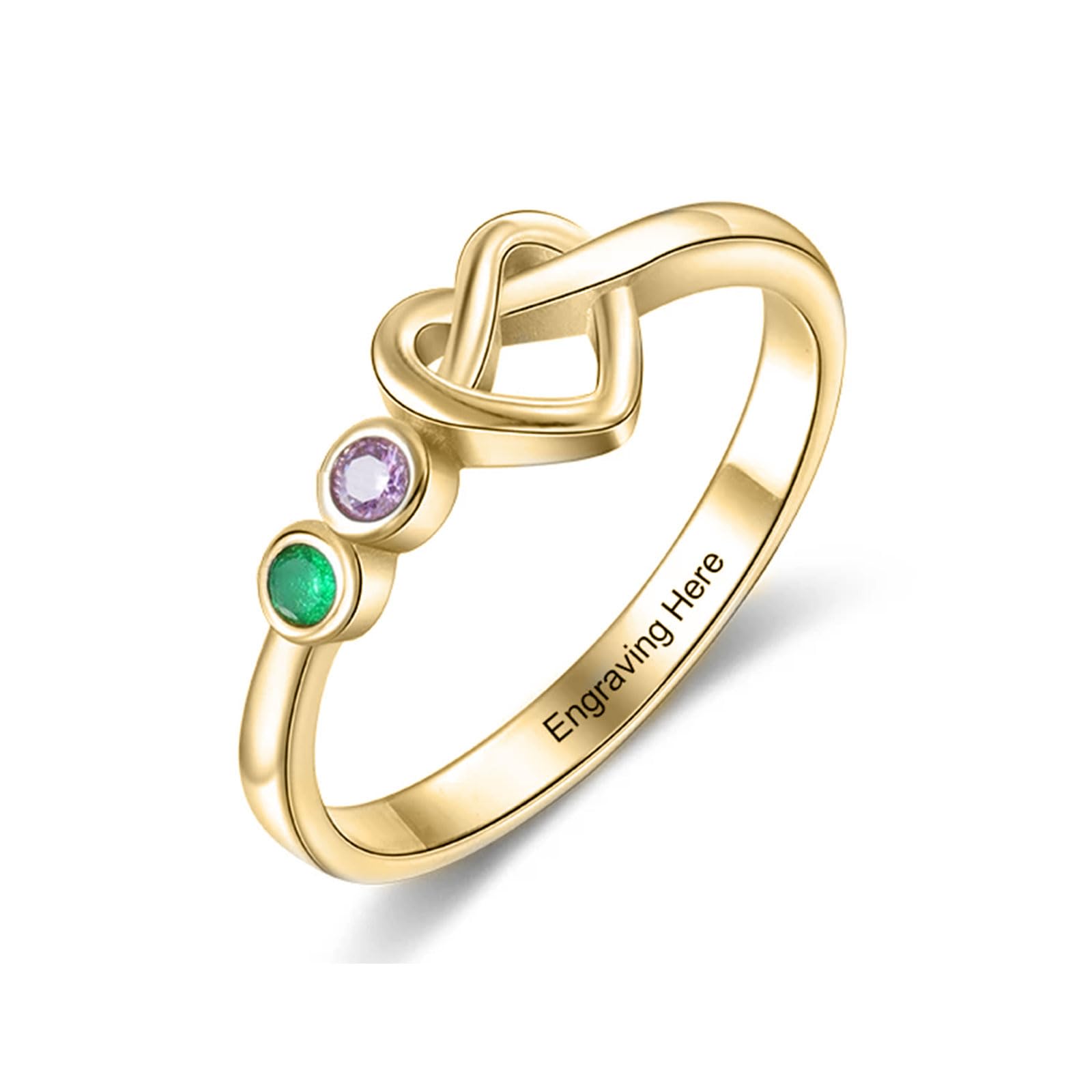 Mothers Day Gifts 10K 14K 18K Gold Personalized Mothers Ring with 2-4 Birthstones and Names for Women Family Jewelry Gifts For Mom Wife Grandma
