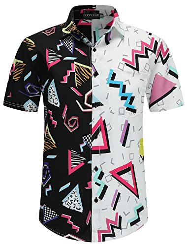 DOOPCCOR 90s Shirt 80s Shirts for Men 80s 90s Disco Retro Casual Button-Down Shirts 80s Mens Clothing