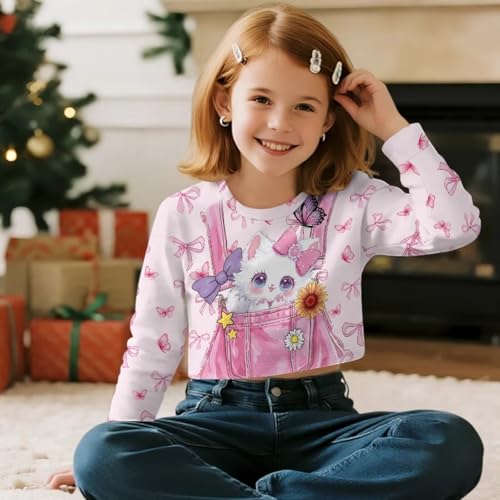 Sweatshirt for Girls Crew Neck Crop Tops Long Sleeve Pullover Casual Pullover Sweatshirt Teens Fall Outfits3