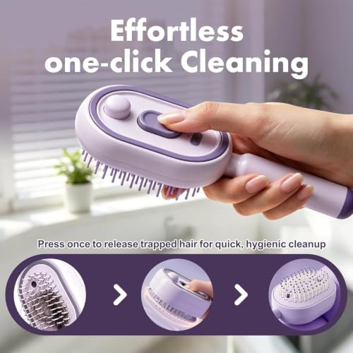 Image of KIMEE Electric Steam Hair Brush - Genuine Steam & Mist Spray Detangling Comb, Rechargeable, 20ml Tank, Anti-Frizz Anti-Static Self-Cleaning Air Cushion Brush for Women