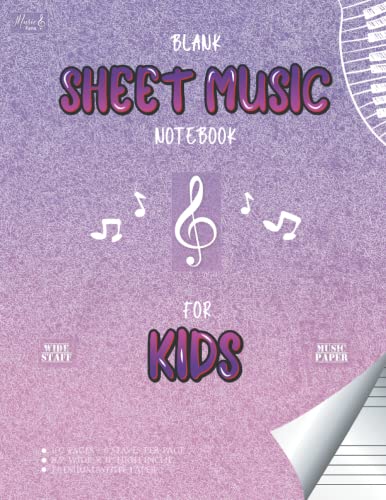 Blank Sheet Music Notebook for Kids | Wide Staff Msic paper for Kids: Music large Staves Paper for kids and Beginners... | 102 Pages - 6 Staves per ... | Premium white Paper (Purple Soft Cover) image 2