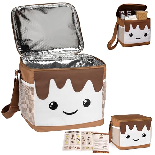 THE S'MORES COMPANY - Smores Caddy, Large Marshmallow Cooler Bag - Smores Kit for Fire Pit & Campfire Accessories, Cute Insulated Collapsible Bag for Picnic, Camping, Glamping, Date Night