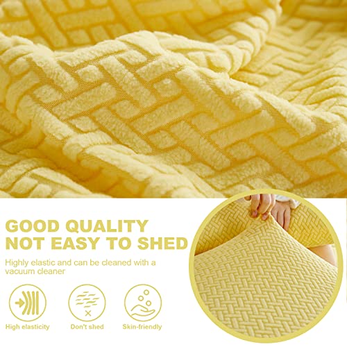 Sofa Seat Cushion Covers- High Stretch Non-Slip Couch Sofa Cover 1-Piece Universal for 1 2 3 4 Seater L Shape Chaise Longue Sofa Slipcovers for Living Room Dogs Pet (Chaise Cover, Weave Yellow)