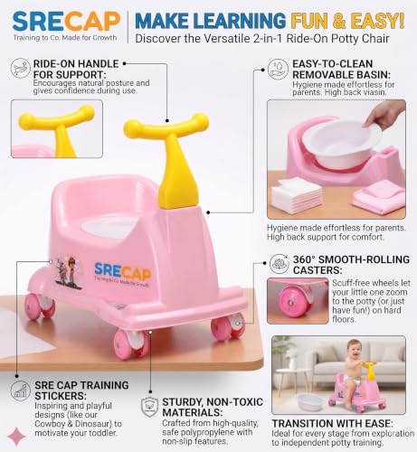 Image of The SRECAP 2-in-1 Potty Training Scooter is an innovative developmental tool designed to turn potty training into a fun, stress-free experience (Pink Colour)