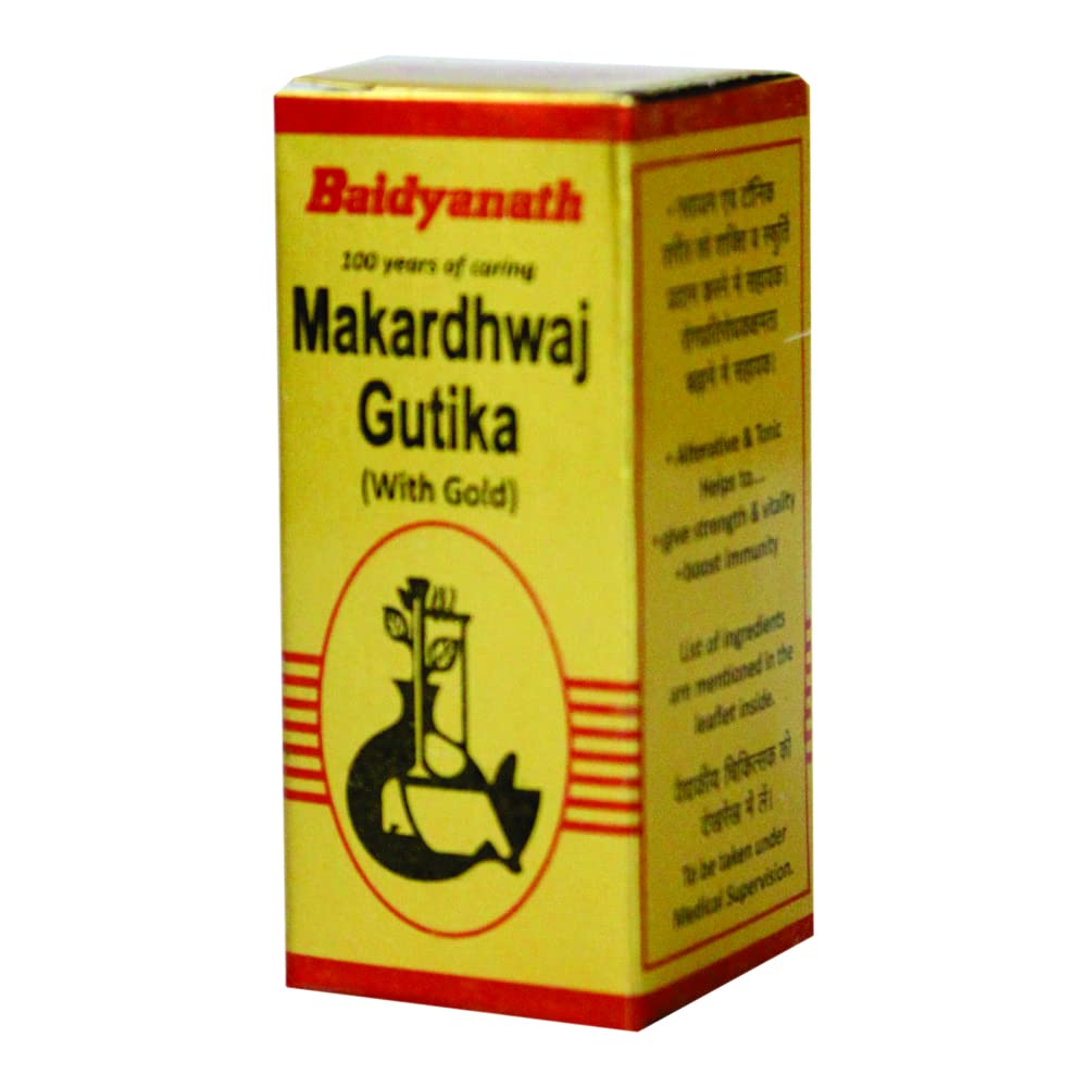Baidyanath Asli Ayurved Makardhwaj Gutika with Gold | Boost Immunity - 20 Tablets