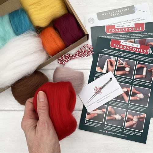 Bergin & Bath Needle Felting Kit, Toadstools - Adult Art Craft Kit for Beginners - Planet Friendly Wools - Image 3