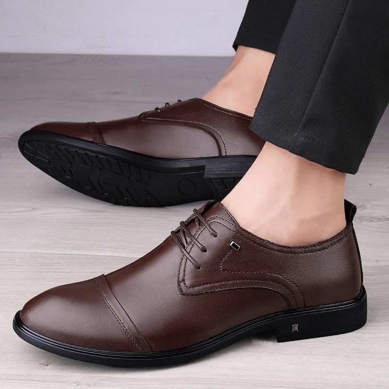 Men's Tuxedo Shoes Faux Patent Leather Lace Up Platform Block Heel Business Oxford Shoes Men Slip On Pointed Toe Derbys Classic Formal Shoes for Men2