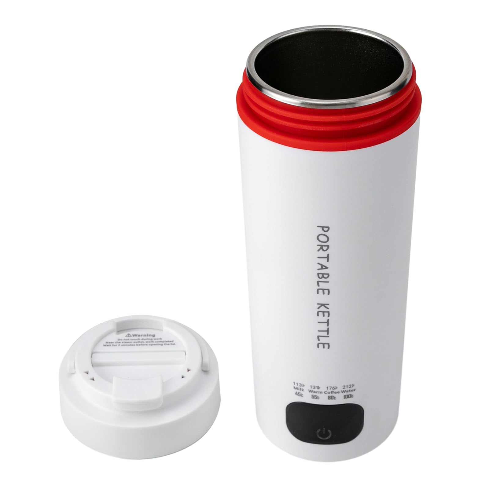 Hervidor eléctrico pequeño, 450 ml de acero inoxidable, hervidor de agua portátil, 6-7 min, hervidor de agua de viaje con función de aislamiento (blanco)