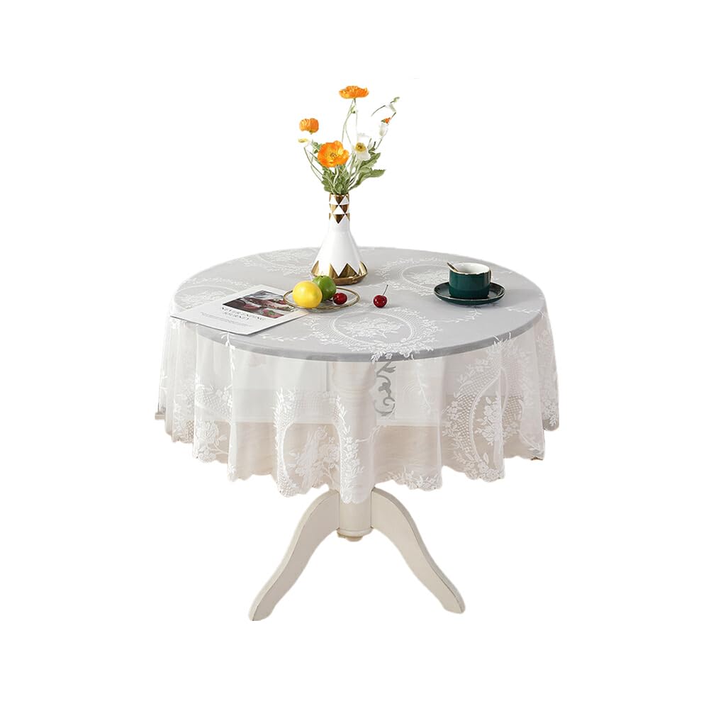 yuwqqoajv Variety Of Patterns Tablecloth Easy Wash And Durable Lace Round Tablecloth Table Cover Elegant, European flower, 120cm
