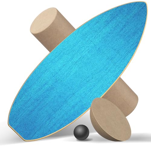 Healfith Balance Board Erwachsene,Gleichgewichtstraining - Balance Board Holz,Oberflächenbehandlung gegen Rutschen inklusive Rolle,inkl. Rolle, Halbkugel und Balance Ball (Blau) Healfith Balance Board Erwachsene,Gleichgewichtstraining - Balance Board Holz,Oberflächenbehandlung gegen Rutschen inklusive Rolle,inkl. Rolle, Halbkugel und Balance Ball (Blau)