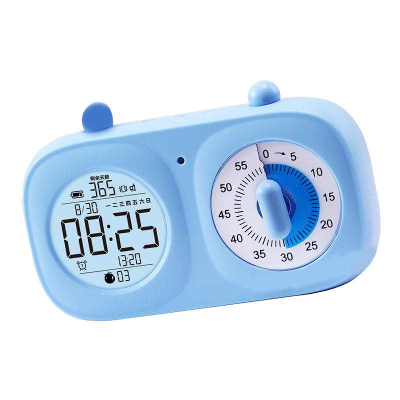 Chrees Minuteur visuel 2 en 1 avec double écran, fonction horloge et minuterie, lumineuse, facile à utiliser pour la maison, le dortoir