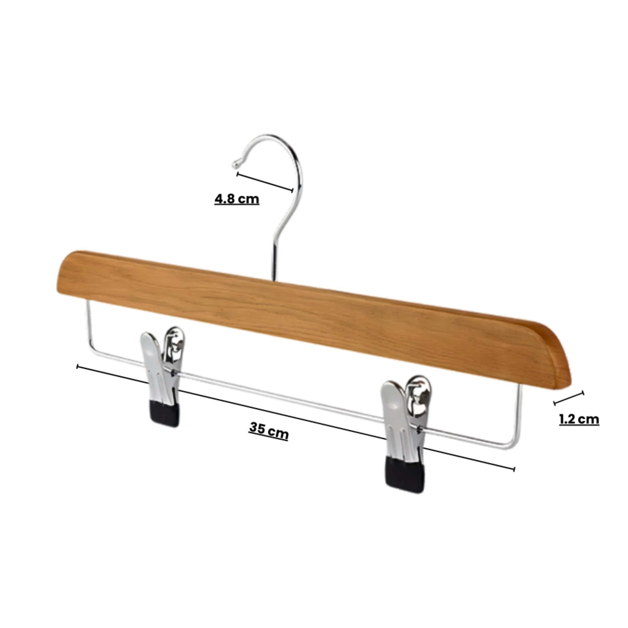 Percha de madera natural para pantalones con acabado brillante con ganchos ajustables de 360° y antiarrugas (natural, 30 unidades)