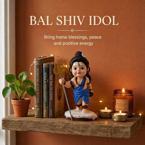 Image of HindCraft Bal Shiva Idol for Home Decor | Mahadev Murti, Shiv Ji Statue with Trishul for Puja Room, Temple Decoration, Spiritual Gift & Mahashivratri Decor