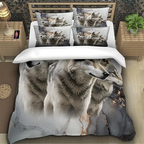 Parure de Lit Loup 3D de Qualité Supérieure Housse de Couette Super King