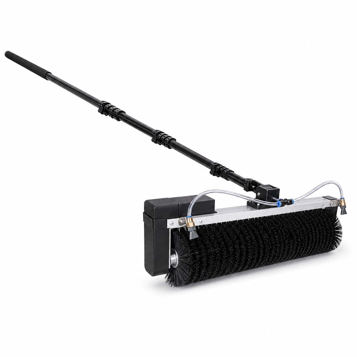 Elektryczna szczotka do czyszczenia paneli słonecznych zestaw słupków | Z obrotową główką szczoteczki o długości 60 cm, do czyszczenia elektrowni fotowoltaicznej(Dual Use Version,3.5m/11ft)