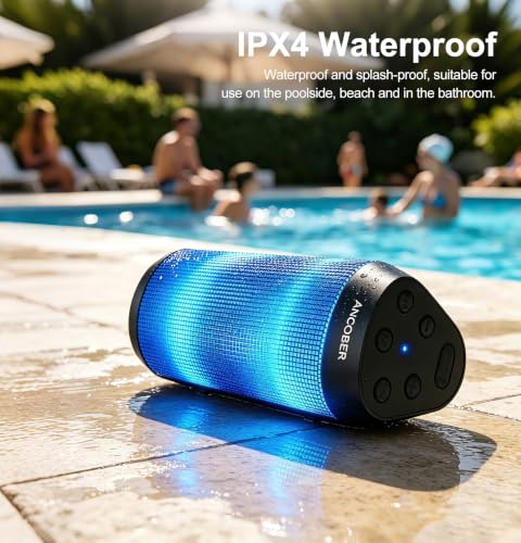 Portable Bluetooth Speaker, HD Stereo Sound, 36-Hour Playtime, Cool Dynamic LED Lights - image 7