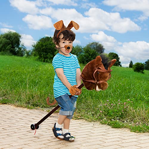Cindeer 5 Stück Welpen Tier Cosplay Party Set inklusiv Hund Tier Haarreif mit Ohren Fliege Gefälschte Nase Party Hund Schwanz Welpen Pfoten Handschuhe Tierkostüm Zubehör für Halloween (Kaffe)