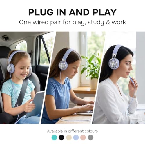 Image of ARTIX CL750 Foldable Wired Headphones with Microphone | Noise Isolating On Ear Headset with Volume Control for Online Classes & Gaming (Lavender, 3.5mm Jack)