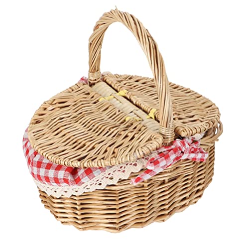 BESPORTBLE Bread Storage Basket Handheld Basket Outdoor Picnic Basket with Double Lids