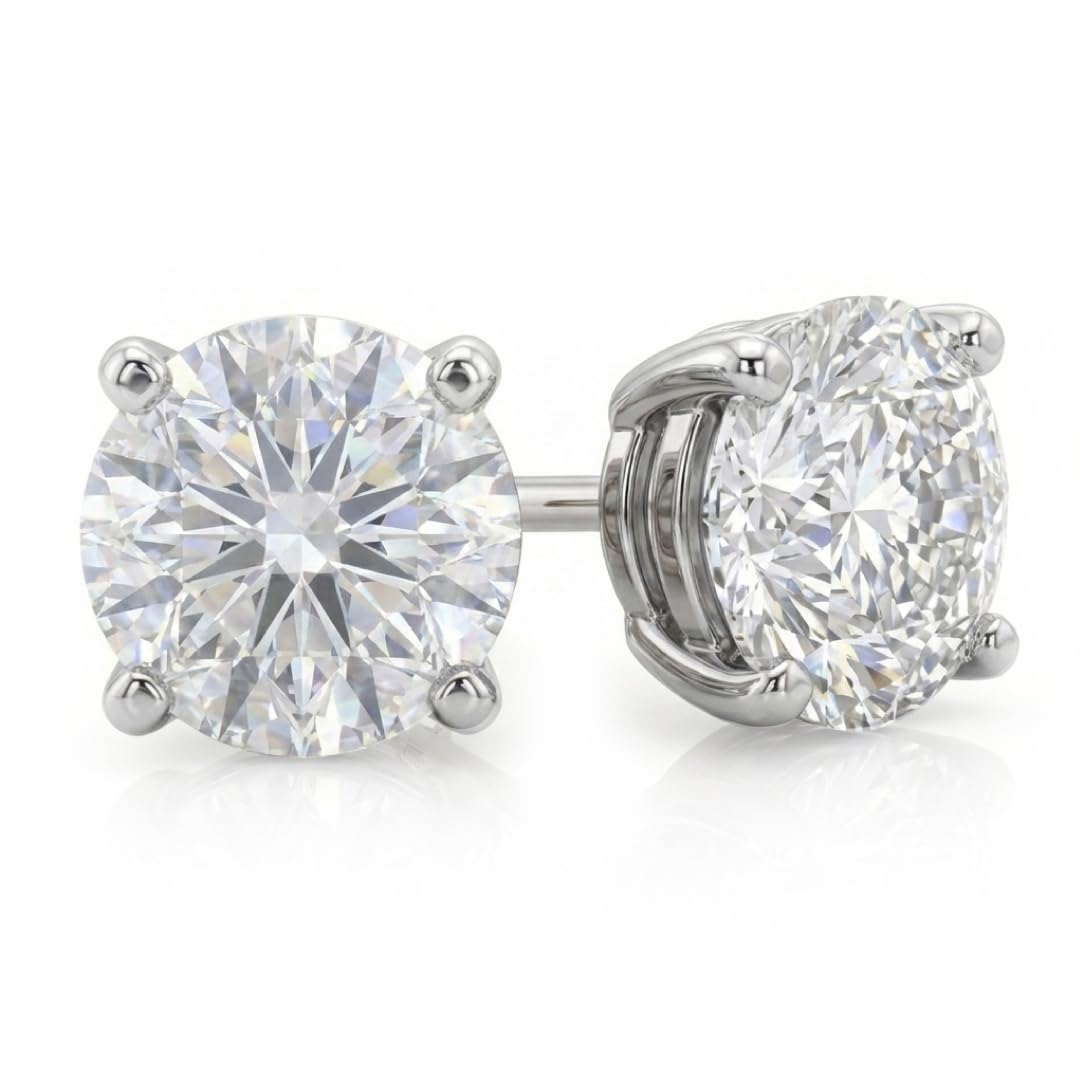 Lab Grown Diamond Stud Earrings for Women and Men 1 6-3 CT TW Solid 14K White and Yellow