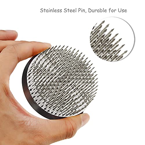 Justdolife Flower Frogs - Stainless Floral Frogs Kenzan Flower Frog Vase | Round Metal Floral Arranger Pin Holder Ikebana | Flower Pin Frog Arrangements For Diy Flower Craft 0.9"|1.34"|2.36"- 3 Pack #TOP7