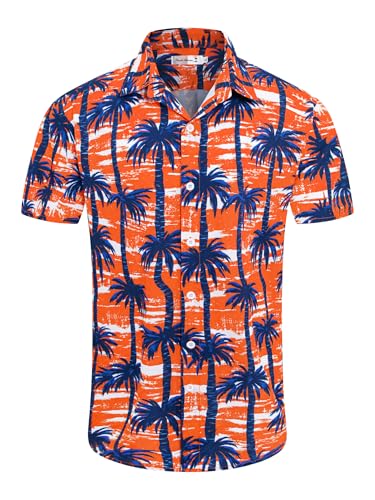Image of Yoimira Hawaiian Shirts for Men, Print Mens Casual Short Sleeve Button Down Shirts Floral Aloha Beach Shirt