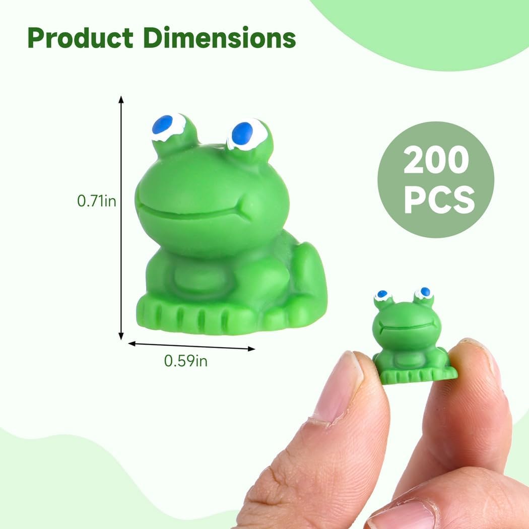 Green Mini Frog Miniature, 200 Pcs Resin Mini Frogs, Diy Terrarium Ornament Accessories, Mini Frog Garden Decor, Fairy Garden Decor
