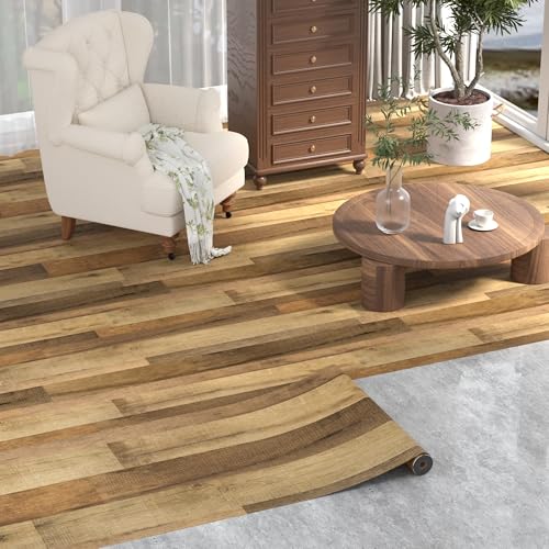 Oxdigi Vinyl Flooring Roll 24"x 393"/64 Sq.Ft, Peel and Stick