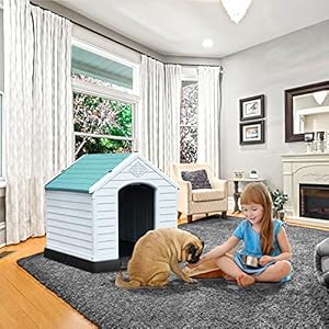 YITAHOME-345-Large-Plastic-Dog-House-Outdoor-Indoor-Doghouse-Puppy-Shelter-Water-Resistant-Easy-Assembly-Sturdy-Dog-Kennel-with-Air-Vents-and-Elevated-Floor-345L309W32H-Blue - Cucciolini Doodles   YITAHOME-345-Large-Plastic-Dog-House-Outdoor-Indoor-Doghouse-Puppy-Shelter-Water-Resistant-Easy-Assembly-Sturdy-Dog-Kennel-with-Air-Vents-and-Elevated-Floor-345L309W32H-Blue