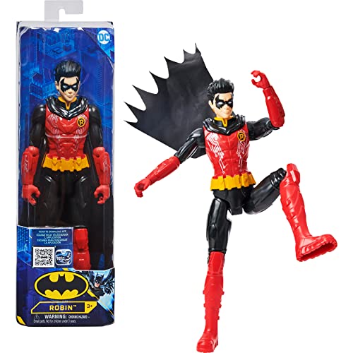DC Comics Batman 12-inch Robin Action Figure (Red/Black Suit), Kids Toys for Boys Aged 3 and up
