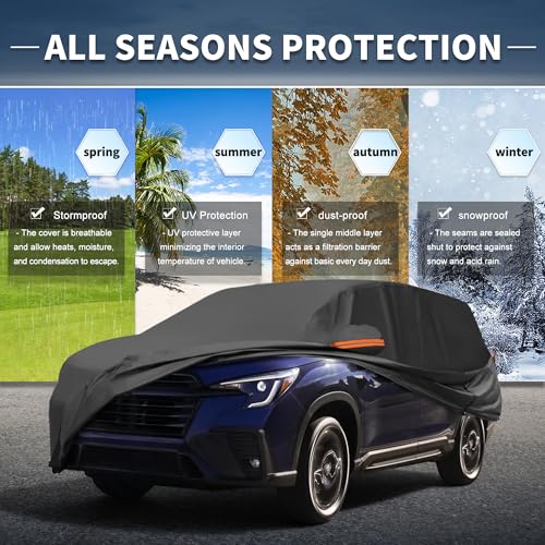 Image of X AUTOHAUX Car Cover Outdoor Waterproof Sun Rain Snow Hail Protection with Left Side Door Zipper Aluminum Film for Subaru Ascent