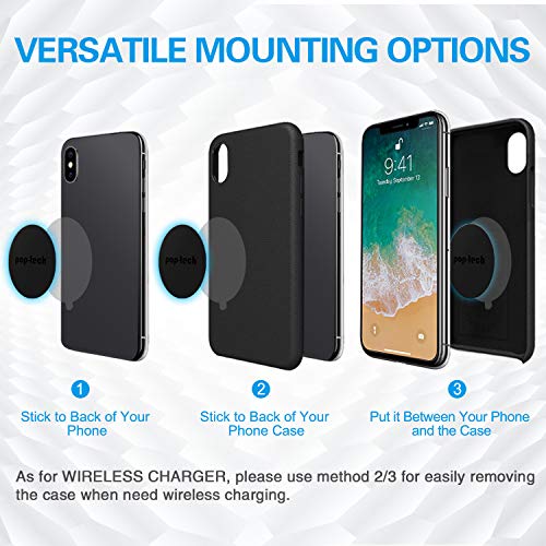 Pop-Tech Metal Plate For Magnet Mount, 6 Pack Magicplate With 3M Adhesive Replacement For Magnetic Car Phone Mount Holder Cradle-Less, Rectangle And Round - Small Plates For Socket Mount #TOP2