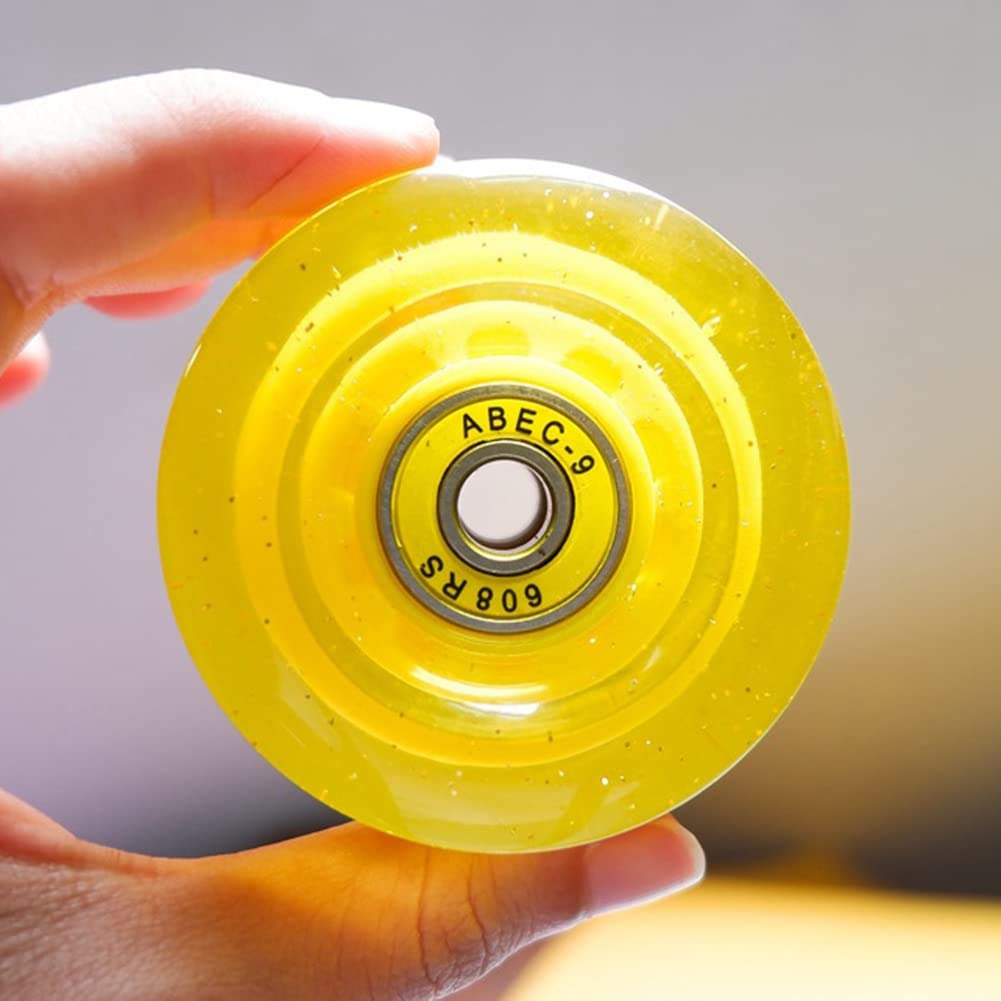 Srutueo 8 Pack 32 x 58mm 82A Roller Skate Wheels with Bearing,with Multi-Function Skateboard Roller Skating Accessories Yellow