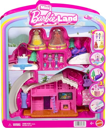 Barbie Mini BarbieLand Bundle Including 2 Holiday Dolls, 3 Snow Playsets, 3 Other 1.5-inch Dolls