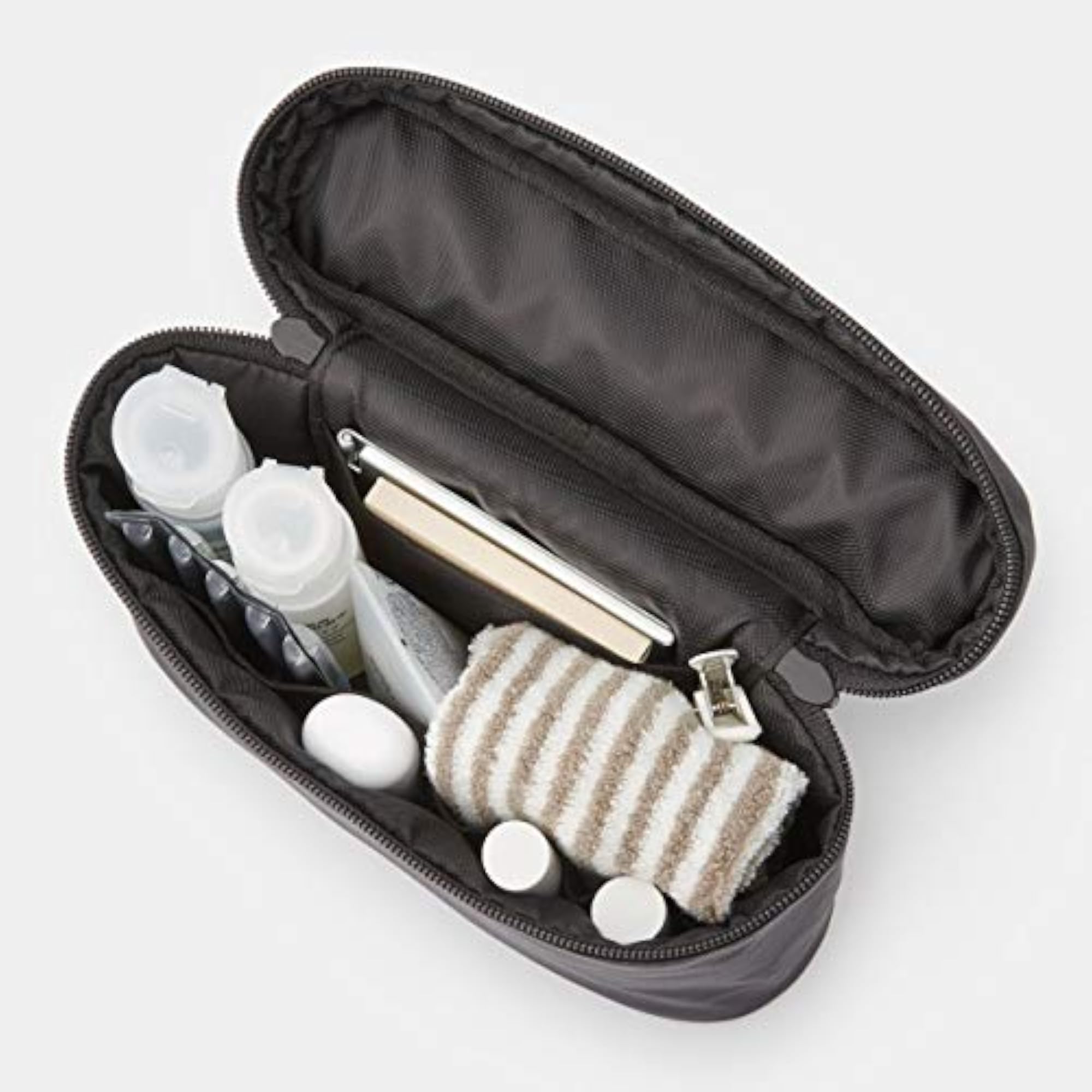 Slim Black Pouch with Handle, Versatile Storage