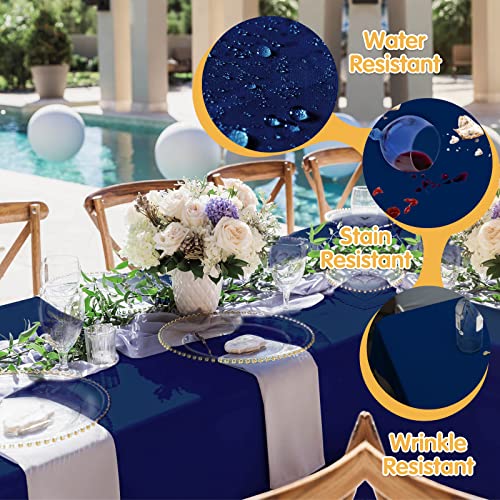 Image of BRILLMAX 10 Pack Navy Blue Tablecloths 60x102 Inch for 6ft Rectangle Tables | 150 GSM Polyester Fabric, 15 inch Standard Drop, Water, Stain & Wrinkle Resistant Cloth Cover for Wedding Reception Banquet Party