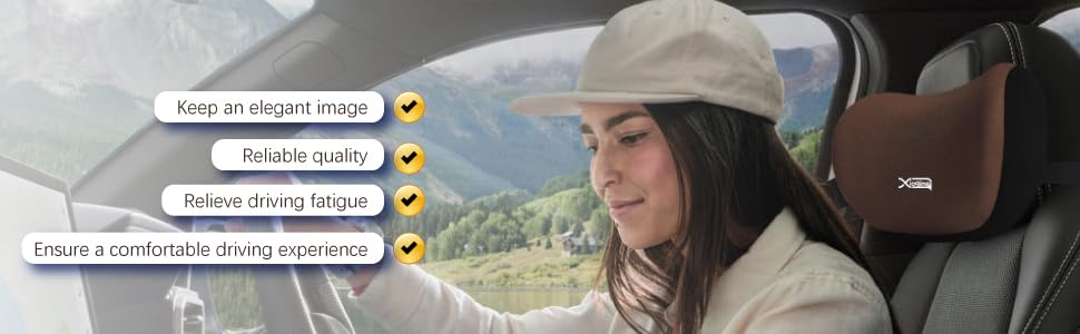 Image of Car Neck Rest Pillow for Head Rest Memory Foam Neck Support, Car Pillows and Cushions for Head & Neck Support in Travel for All Car Support (Brown)