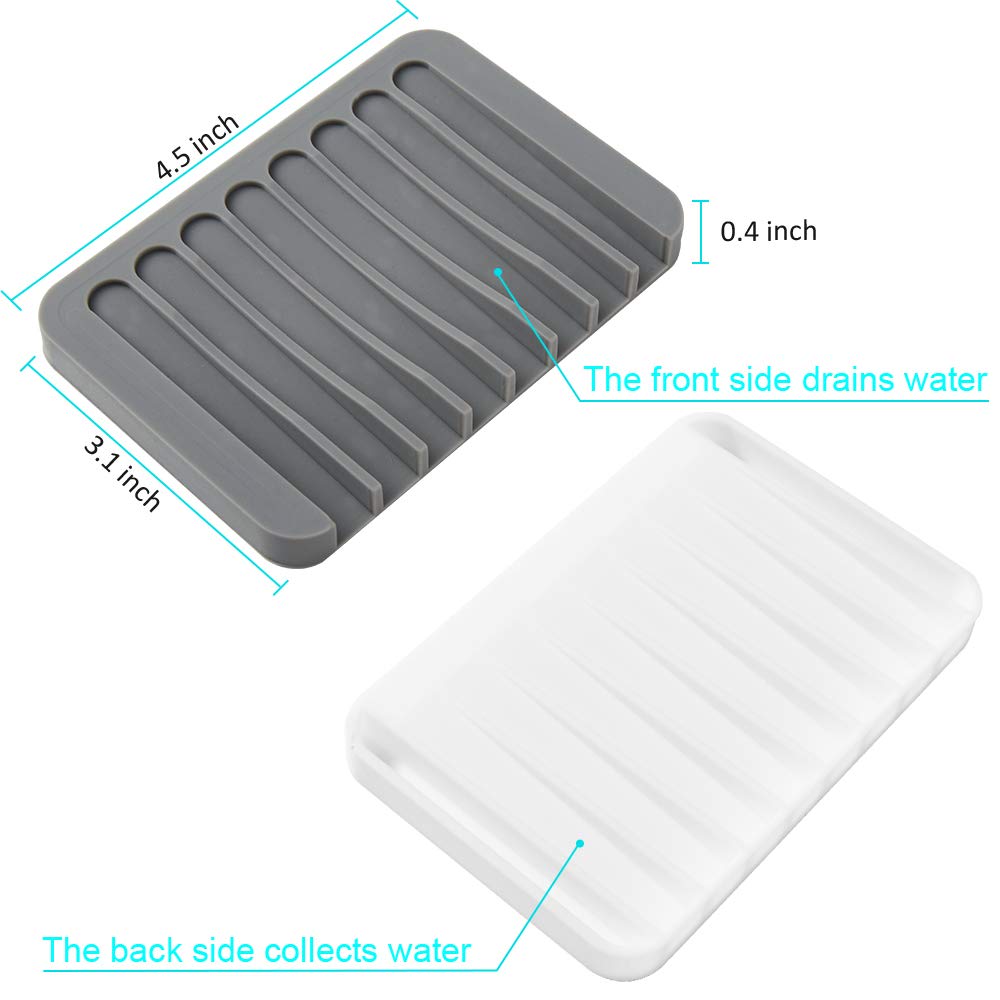 Seifenschalenhalter, Premium-Silikon-Seifenschalen für Dusche, Badezimmer, Küche, Waschbecken, Seifenschale, Abtropffläche, rutschfestes Design, einfache Reinigung (weiß)