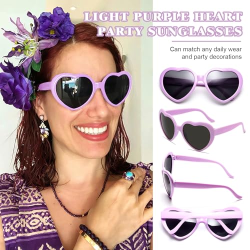 Pibupibu 7/14 Pack Heart Sunglasses Bulk Neon Colors Party Favor Supplies Unisex Heart Glasses3