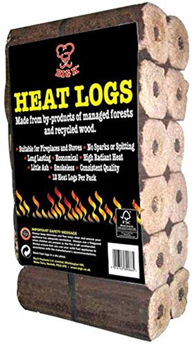 BigK 12 Heat Logs Eco HeatLogs. No Spark No Spitting High Heat Long lasting