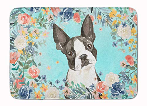 Caroline's Treasures CK3433RUG Boston Terrier Machine Washable Memory Foam Mat, Bathroom Rug, Non-Slip Bath Mat, Durable Thick Washable Rugs for Kitchen, Bathroom Quick Dry, Decorative Artwork,