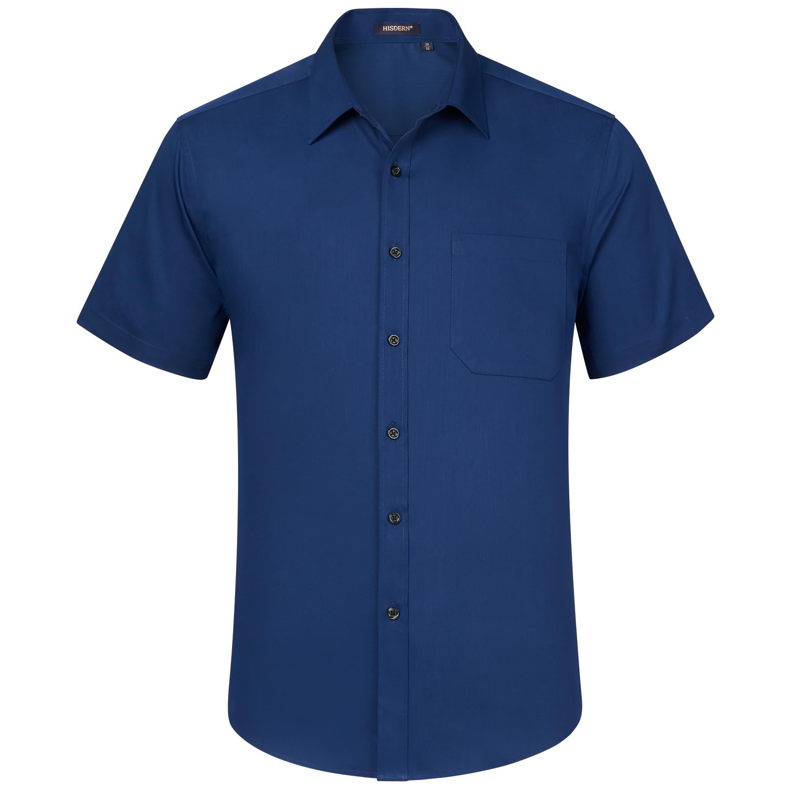 HISDERN Camicia Maniche Corte Uomo Camicia Uomo Estiva in Fibra di bambù Camicie Regular Business con Bottoni e Tasche