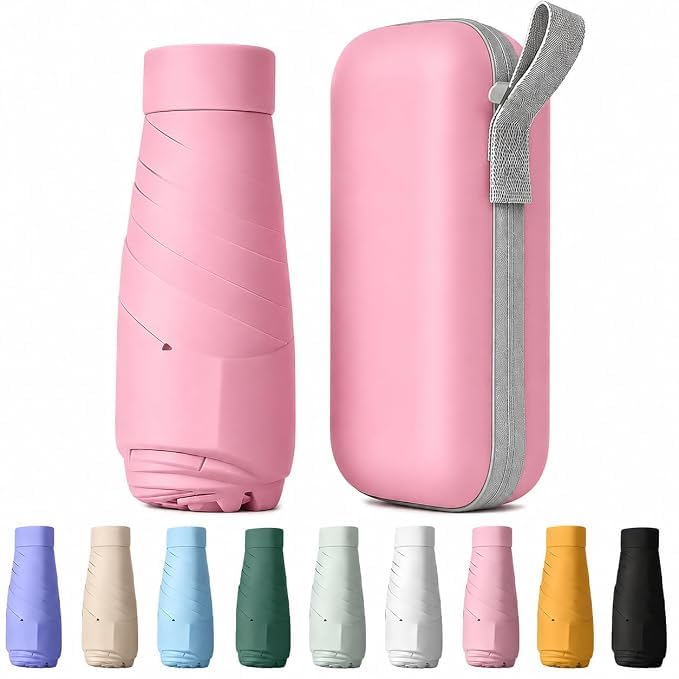 Image of Seniny Windproof Travel Umbrella, Automatic Umbrellas for Rain, Portable & Compact Umbrellas for Backpack, Strong UV for Protection, Folding Small Sun Umbrella for Car, Walking, Coral Pink, 38 inches