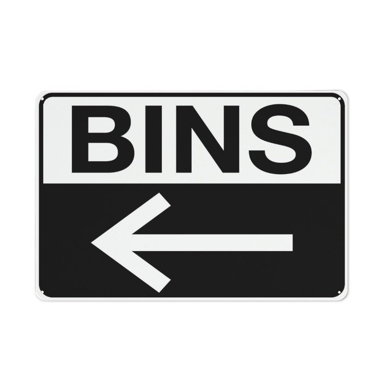 Bins (Left Arrow) Sign Outdoor, Uv Printed Rust Free Aluminum 12 X 8 In,Yard Sign For Home, Business, Driveway Alert
